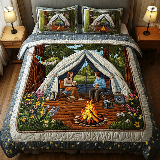 Cozy Campers 3-Piece Quilted Bedding Set NCU0NT2626