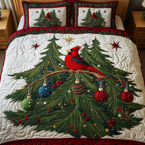 Cozy Cardinal 3-Piece Quilted Bedding Set NCU0VH759