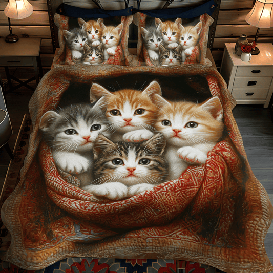Cozy Cat 3-Piece Quilted Bedding Set NCU0TL1074