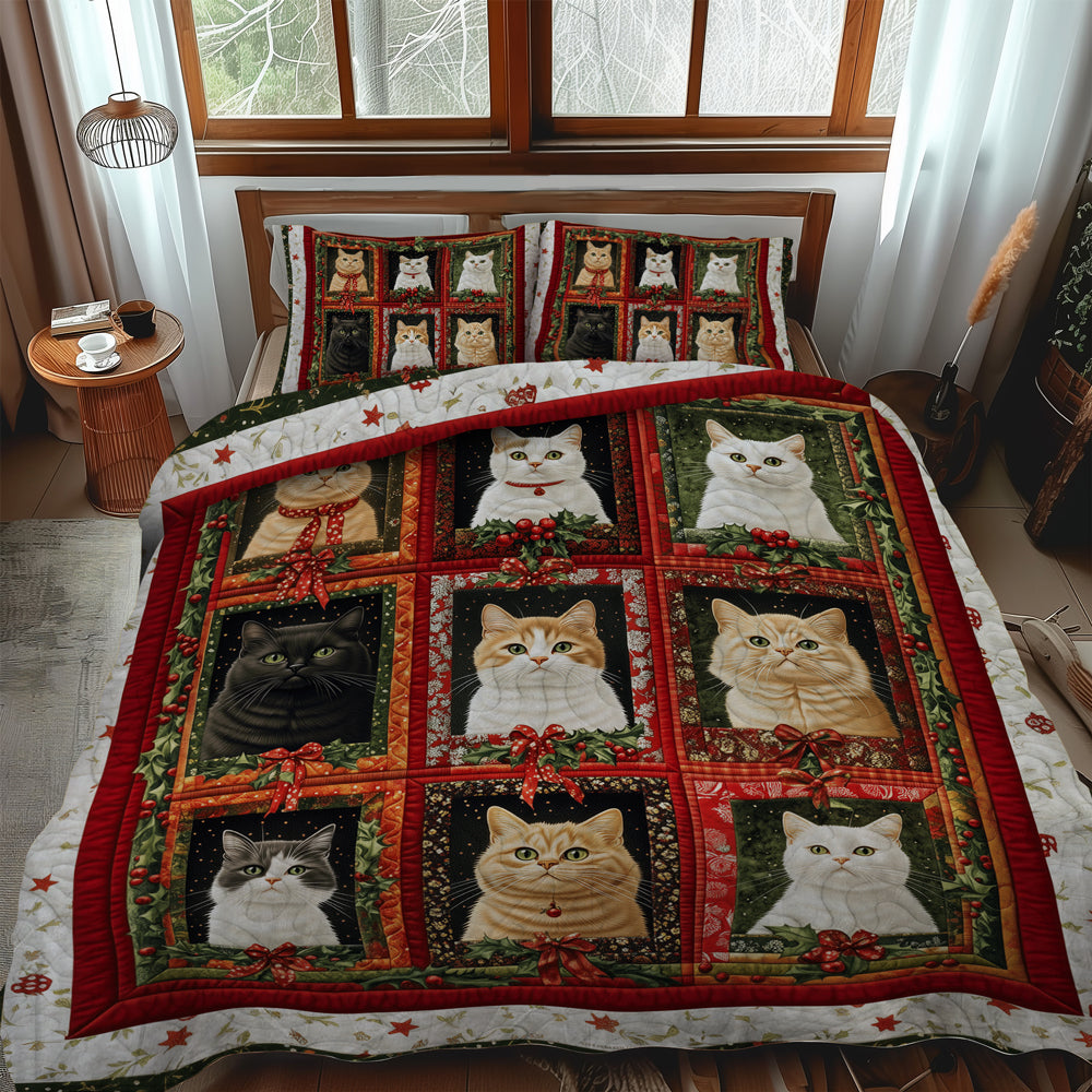 Cozy Cat 3-Piece Quilted Bedding Set NCU0TL1753