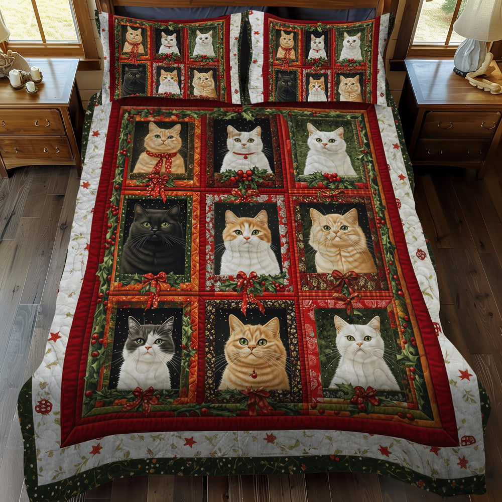 Cozy Cat 3-Piece Quilted Bedding Set NCU0TL1753