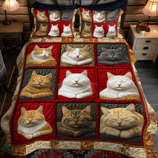 Cozy Cat Dreams 3-Piece Quilted Bedding Set NCU0TL1061