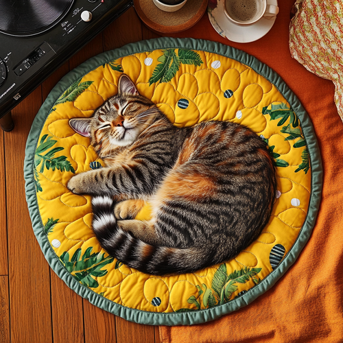 Cozy Cat Nap Quilted Round Mat NCU0VH4612