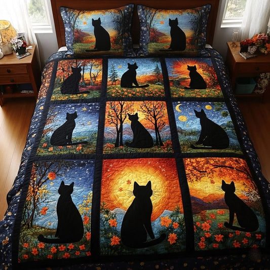 Cozy Cats 3-Piece Quilted Bedding Set NCU0DK11941