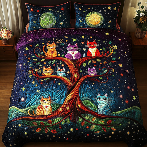 Cozy Cats 3-Piece Quilted Bedding Set NCU0VH848