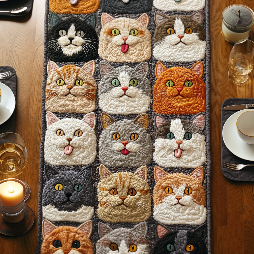 Cozy Cats Quilted Table Runner NCU0VH4367