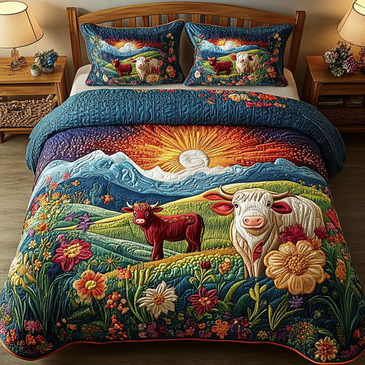 Cozy Cattle 3-Piece Quilted Bedding Set NCU0VH2174