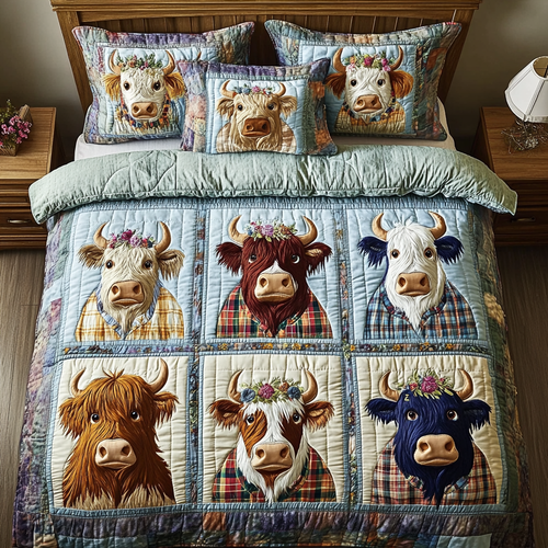 Cozy Cattle 3-Piece Quilted Bedding Set NCU0VH2466
