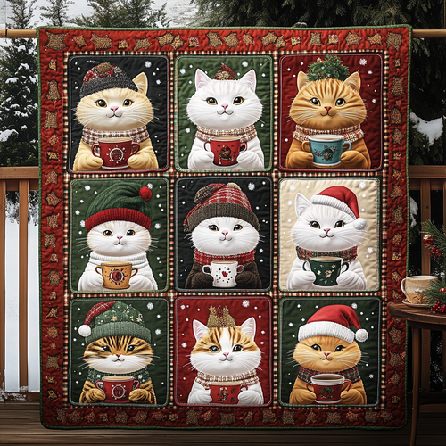 Cozy Christmas Cats Quilted Blanket NCU0TL1243