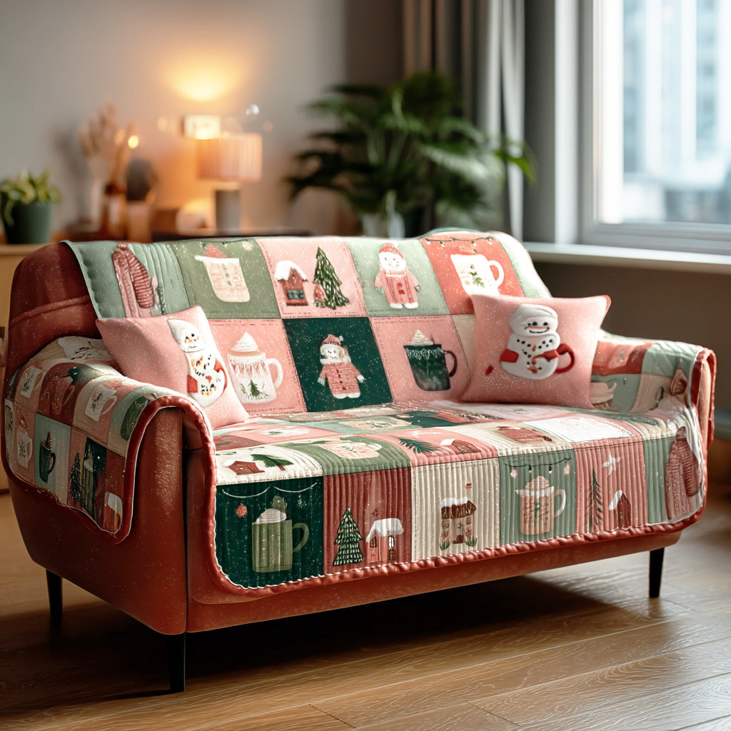 Cozy Christmas Cheer Quilted Sofa Cover NCU0TD1445