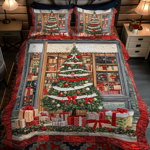 Cozy Christmas Eve 3-Piece Quilted Bedding Set NCU0VH953