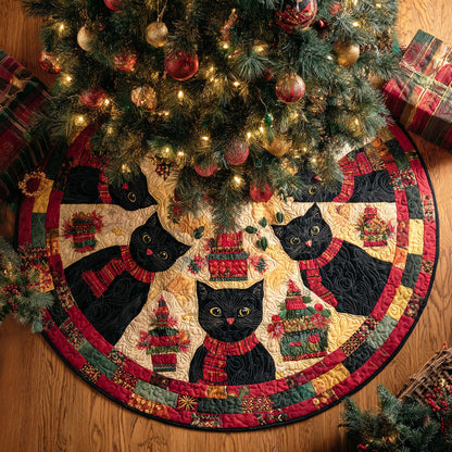 Cozy Christmas Feline Christmas Quilted Tree Skirt NCU0TD1371