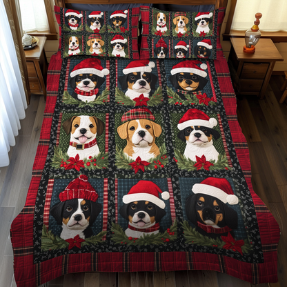 Cozy Christmas Puppies 3-Piece Quilted Bedding Set NCU0VL627