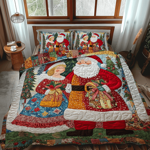 Cozy Christmas Santa 3-Piece Quilted Bedding Set NCU0PD745