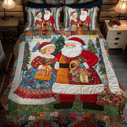 Cozy Christmas Santa 3-Piece Quilted Bedding Set NCU0PD745