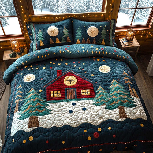 Cozy Christmas Town 3-Piece Quilted Bedding Set NCU0XD155