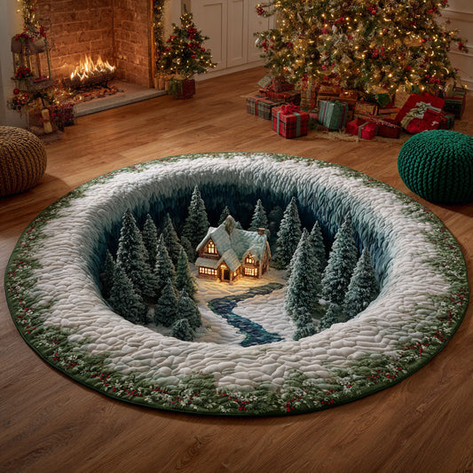 Cozy Christmas Village Quilted Round Mat NCU0HH842