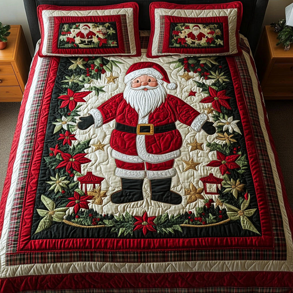 Cozy Claus 3-Piece Quilted Bedding Set NCU0VH816
