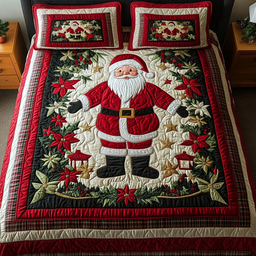 Cozy Claus 3-Piece Quilted Bedding Set NCU0VH816