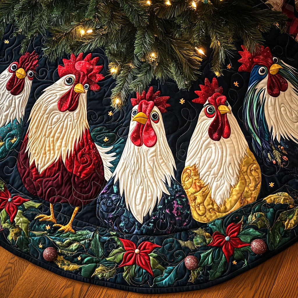 Cozy Cluckers Quilted Christmas Tree Skirt NCU0PT2270