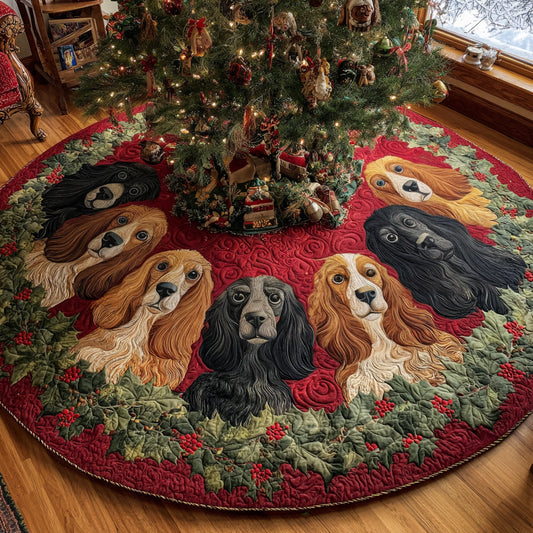 Cozy Cocker Circle Christmas Quilted Tree Skirt NCU0DV8194