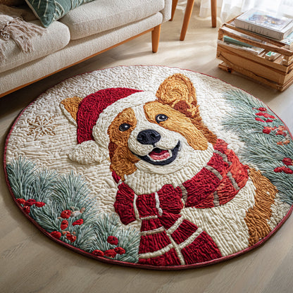 Cozy Corgi Scarf Quilted Round Mat NCU0HH403