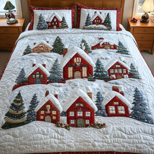 Cozy Cottage Night 3-Piece Quilted Bedding Set NCU0NT1737