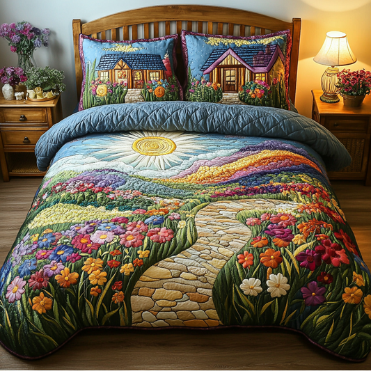 Cozy Cottage Walk 3-Piece Quilted Bedding Set NCU0DK6370