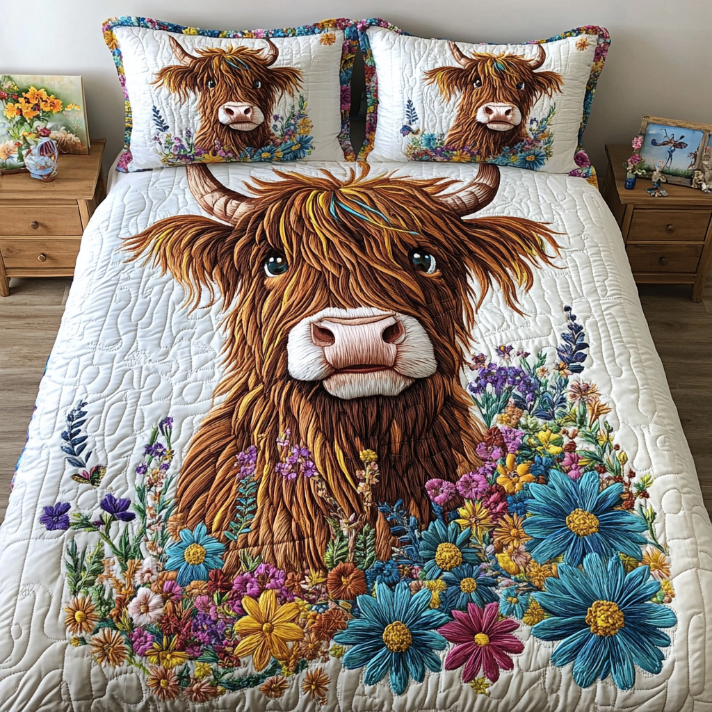 Cozy Cow 3-Piece Quilted Bedding Set NCU0VL2246