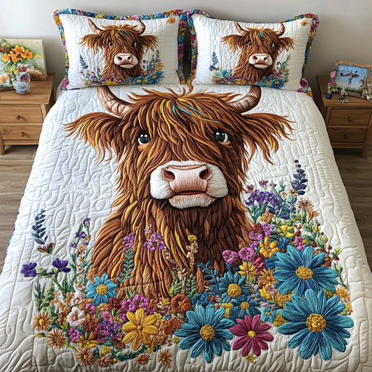Cozy Cow 3-Piece Quilted Bedding Set NCU0VL2246