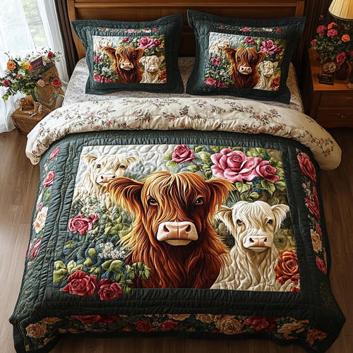 Cozy Cow 3-Piece Quilted Bedding Set NCU0DV3226