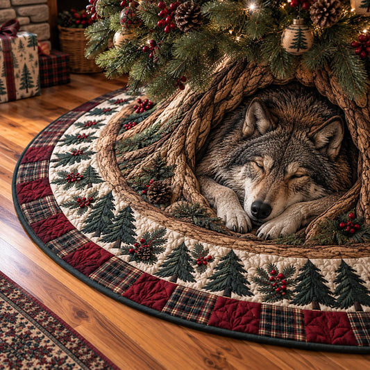 Cozy Critters Christmas Hideaway Christmas Quilted Tree Skirt NCU0PT12221