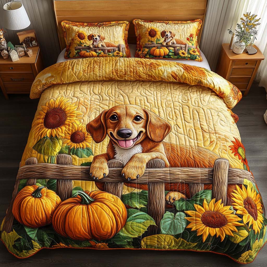 Dachshund 3-Piece Quilted Bedding Set NCU0VT220