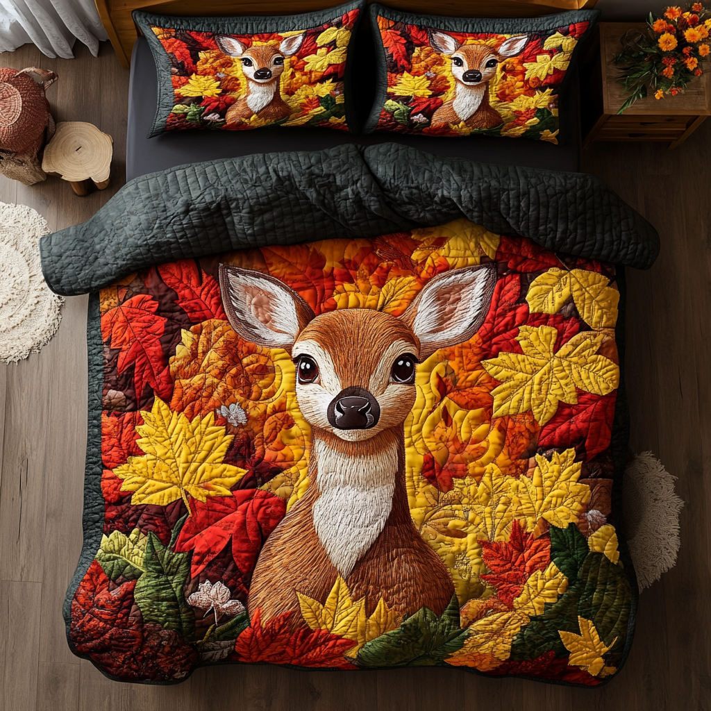 Cozy Deer 3-Piece Quilted Bedding Set NCU0DK9492