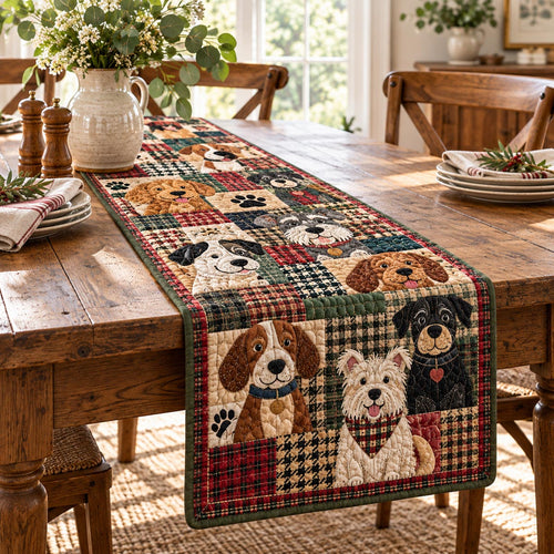 Cozy Dog Friends Quilted Table Runner NCU0DV10455
