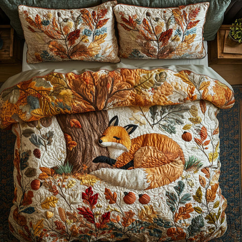 Cozy Fall Fox 3-Piece Quilted Bedding Set NCU0PT7919