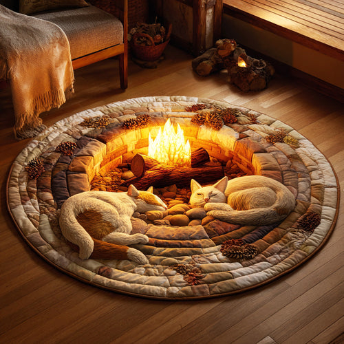 Cozy Fire Evening Quilted Round Mat NCU0TD1654