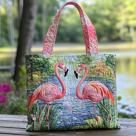 Cozy Flamingo Quilted Tote Bag NCU0DK9078