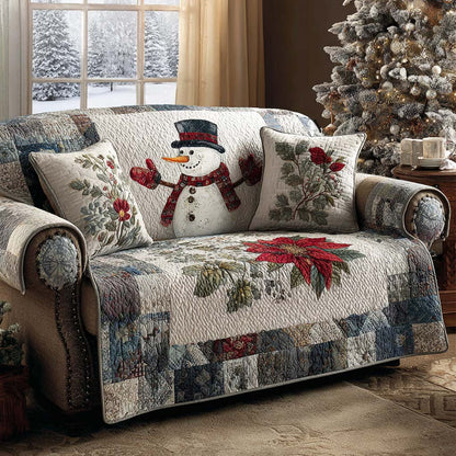Cozy Forest Snowman Quilted Sofa Cover NCU0XD2077