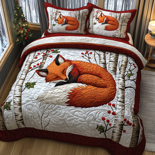 Cozy Fox Den 3-Piece Quilted Bedding Set NCU0DV1968