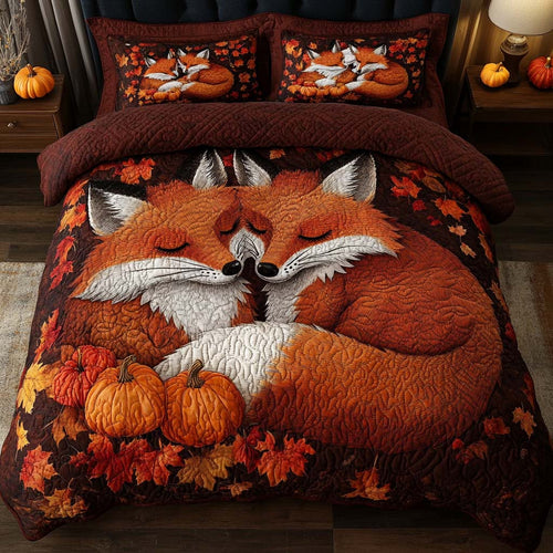 Cozy Foxes 3-Piece Quilted Bedding Set NCU0NT8648