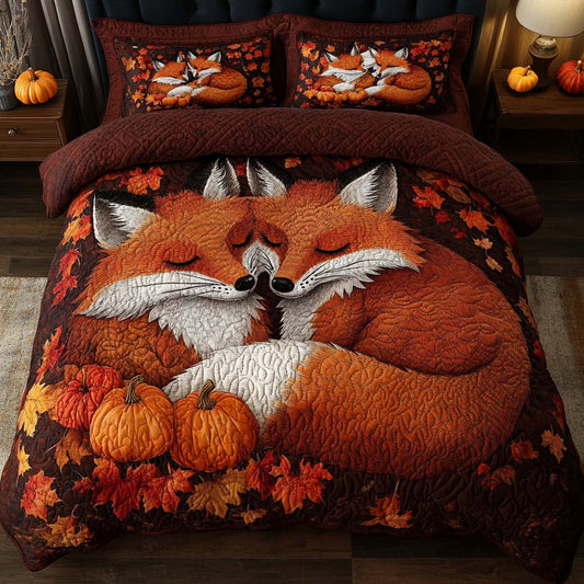Cozy Foxes 3-Piece Quilted Bedding Set NCU0NT8648