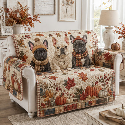 Cozy Frenchie Haven Quilted Sofa Cover NCU0HH2109