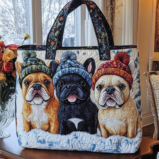 Cozy Frenchie Quilted Tote Bag NCU0NT9815