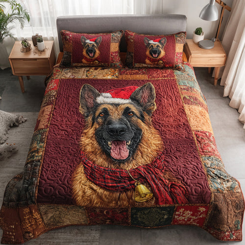 Cozy German Shepherd 3-Piece Quilted Bedding Set NCU0HH478