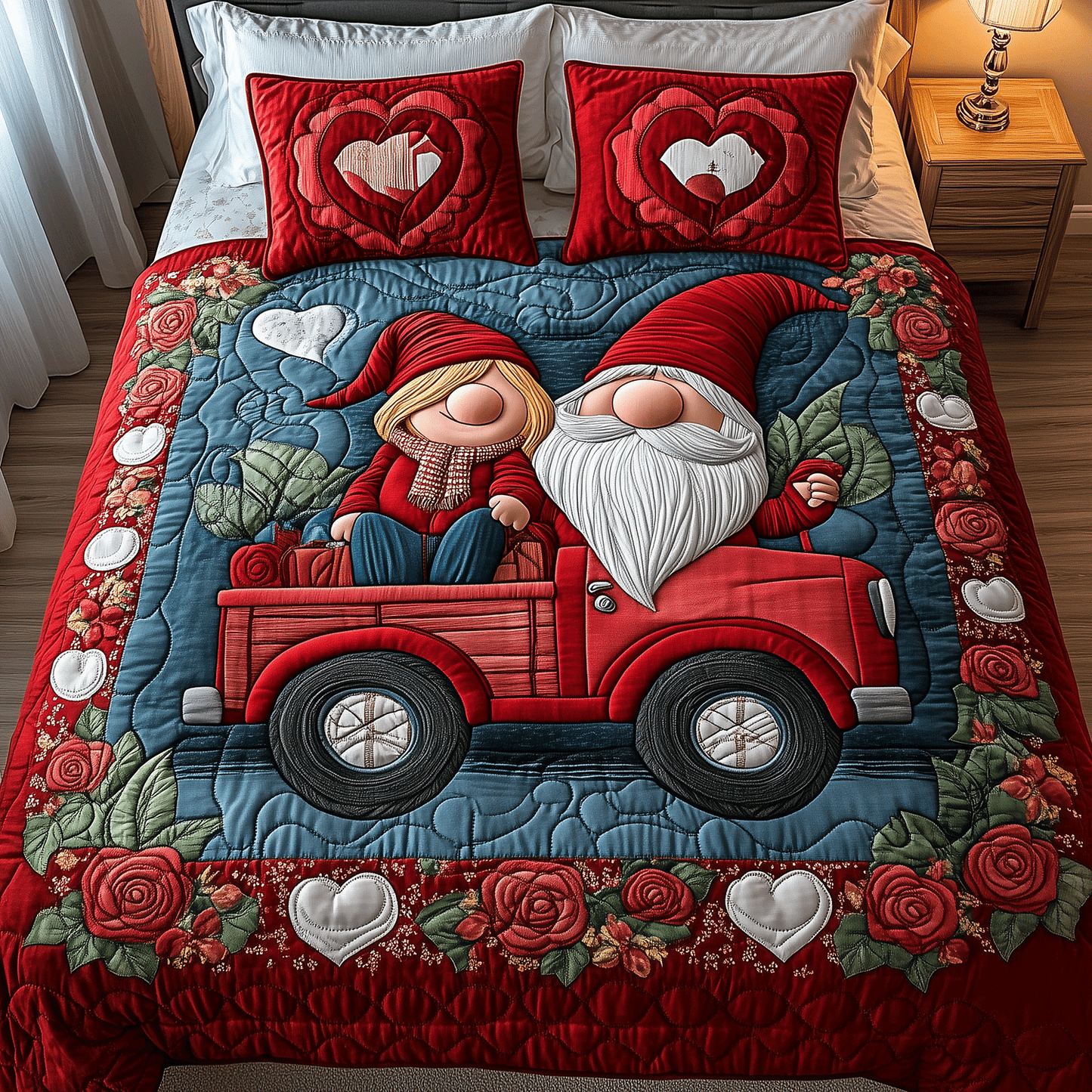 Cozy Gnome Ride 3-Piece Quilted Bedding Set NCU0TH2550