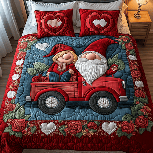 Cozy Gnome Ride 3-Piece Quilted Bedding Set NCU0TH2550