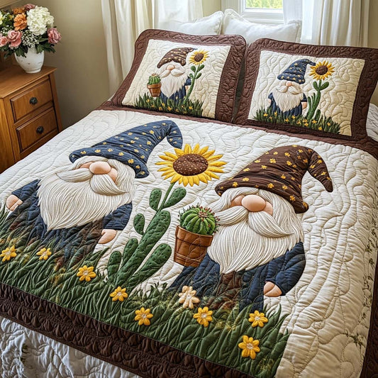 Cozy Gnome Village 3-Piece Quilted Bedding Set NCU0XD104