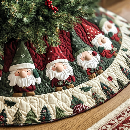Cozy Gnomes Quilted Christmas Tree Skirt NCU0VH433
