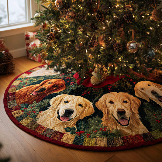 Cozy Golden Retriever Quilted Christmas Tree Skirt NCU0DV8112
